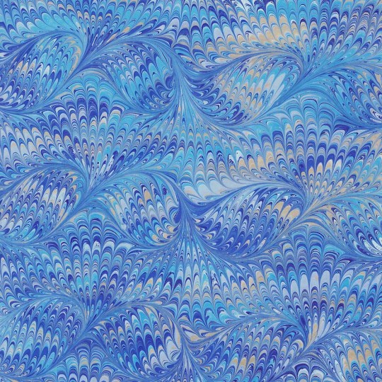 Hand Marbled Paper Bird Wing Pattern in Blues ~ Berretti Marbled Arts